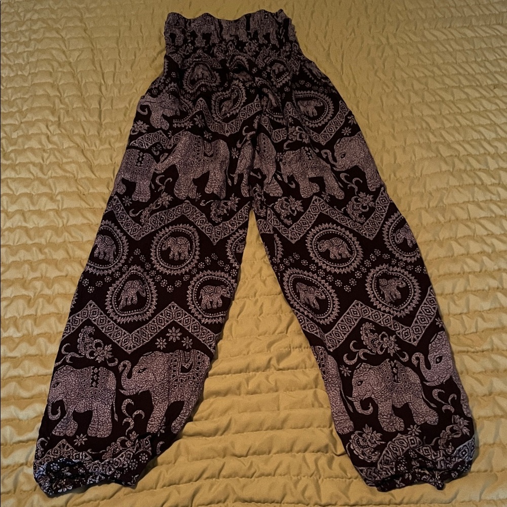 Navy and Purple  Elephant Print Pants